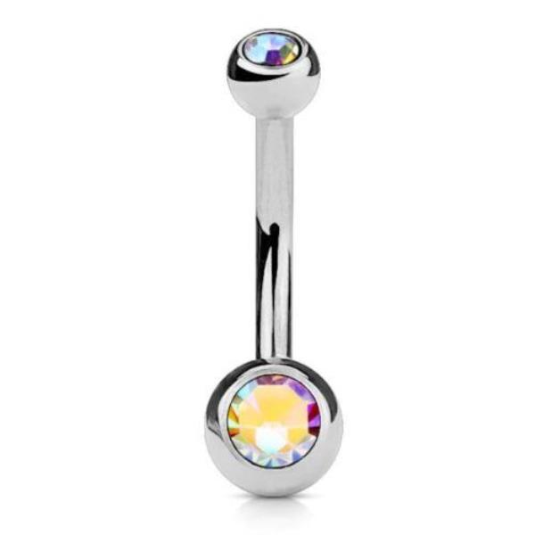 Stainless Steel Crystal Piercing Belly Button Ring