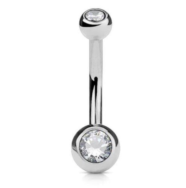 Stainless Steel Crystal Piercing Belly Button Ring