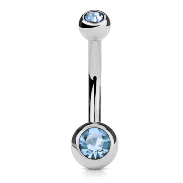 Stainless Steel Crystal Piercing Belly Button Ring