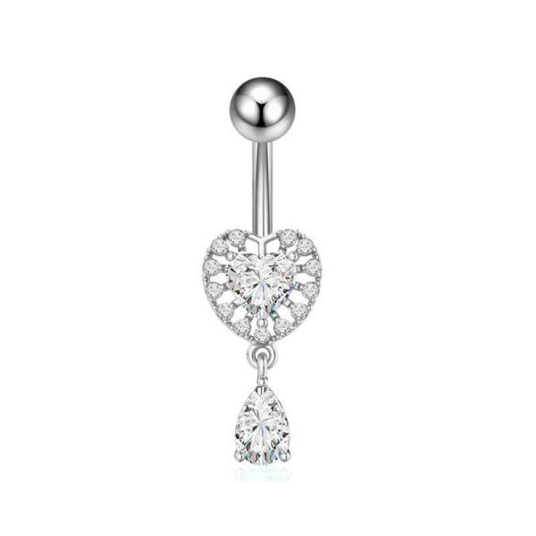 Heart Stainless Steel Dangle Belly Button