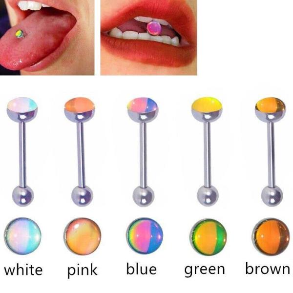 Stainless Steel Rainbow Barbell Bar Tongue Lip Piercing Jewellery