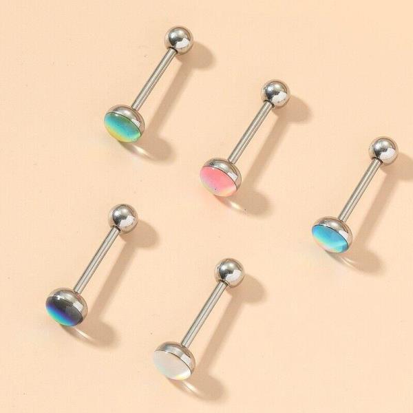 Stainless Steel Rainbow Barbell Bar Tongue Lip Piercing Jewellery