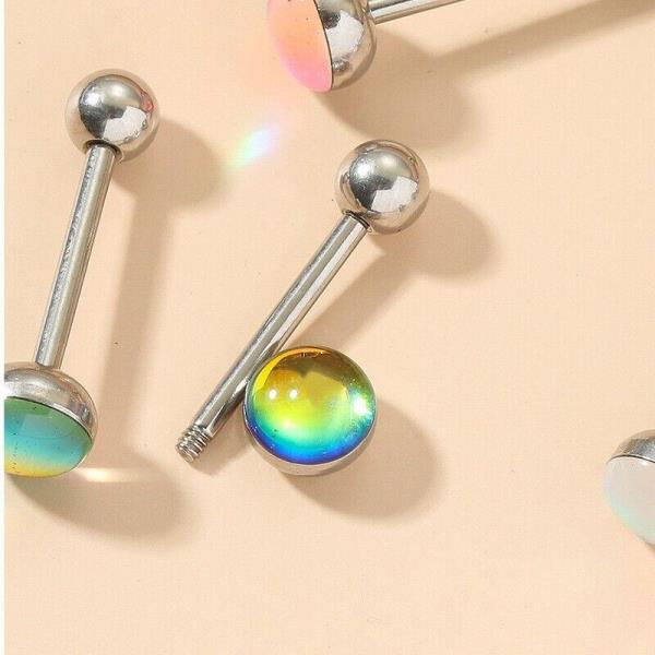 Stainless Steel Rainbow Barbell Bar Tongue Lip Piercing Jewellery