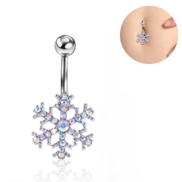 Stainless Steel Crystal Snowflake Piercing Belly Button