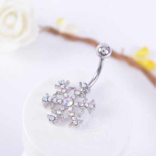 Stainless Steel Crystal Snowflake Piercing Belly Button