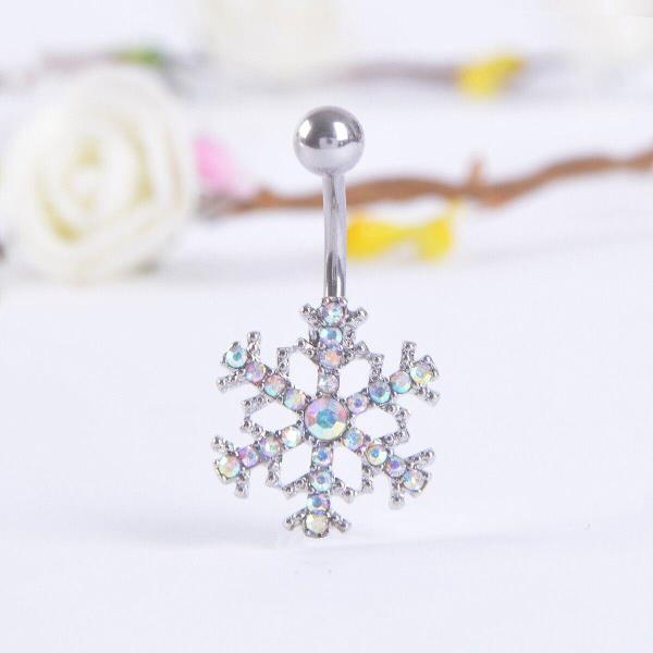 Stainless Steel Crystal Snowflake Piercing Belly Button