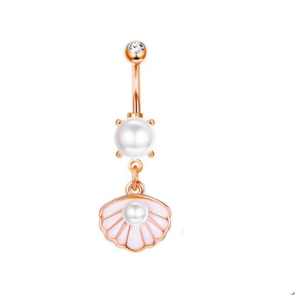 Stainless Steel Animal Pearl Shell Piercing Belly Button