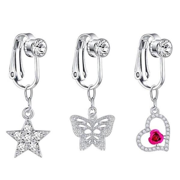 Clip On Navel Rings Faux Belly Non Piercing Body Jewellery