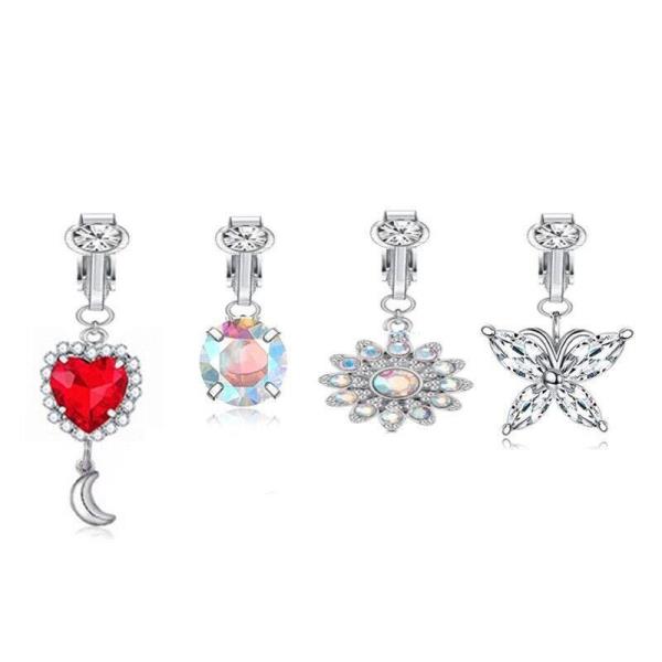 Clip On Navel Rings Faux Belly Non Piercing Body Jewellery