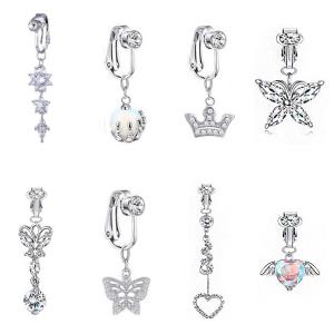 Stainless Steel Crystal Piercing Long Belly Button