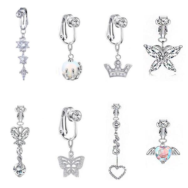 Clip On Navel Rings Faux Belly Non Piercing Body Jewellery