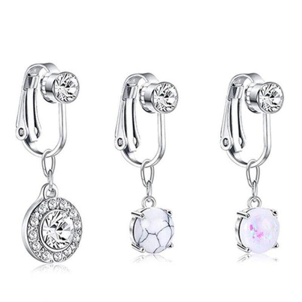 Clip On Navel Rings Faux Belly Non Piercing Body Jewellery