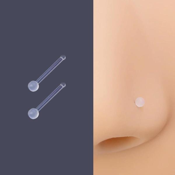 2 Pcs Clear Nose Stud Transparent Retainers