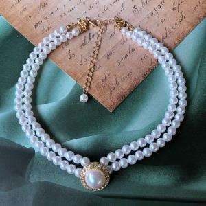 Baroque Multi Layer Round Pendant Pearl Necklace