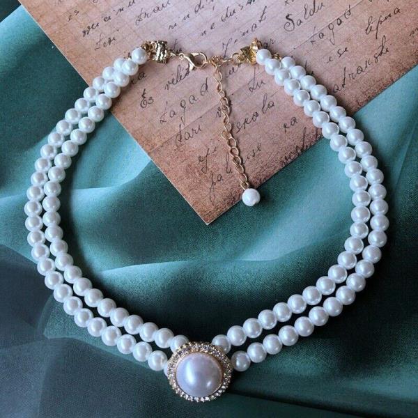 Baroque Multi Layer Round Pendant Pearl Necklace