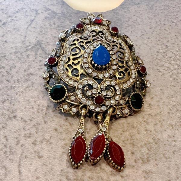 Luxury Baroque Retro Vintage Colour Crystal Pearl Brooch