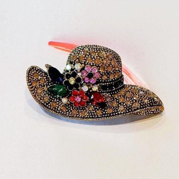 Baroque Retro Vintage Multicolour Crystal Hat Brooch