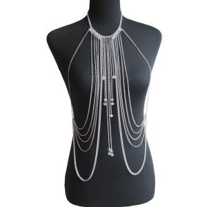 Multi Tassel Rhinestone Waist Leg Body Chain