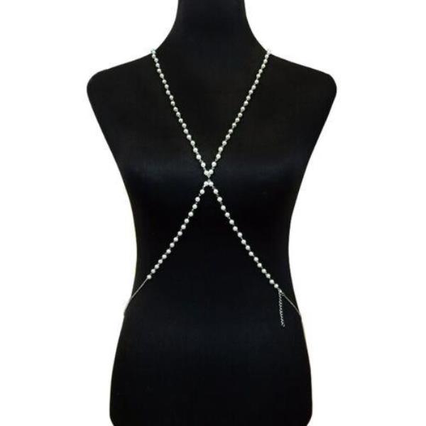 Imitation Pearl Back Necklace Body Chain