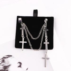 Punk Chain Clip Pendant Piercing Tassel Cross Hoop Earring