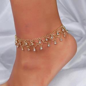 Gold Pearl Ring Leaf Anklet