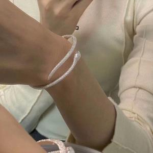 18K Platinum Plated Zircon Knot Open Cuff Bracelet