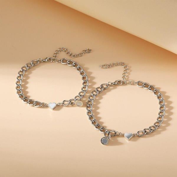 2 Pcs Magnetic Couple Love Heart Bracelets