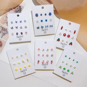 Rhinestone Multicolour Square Pendant Earrings