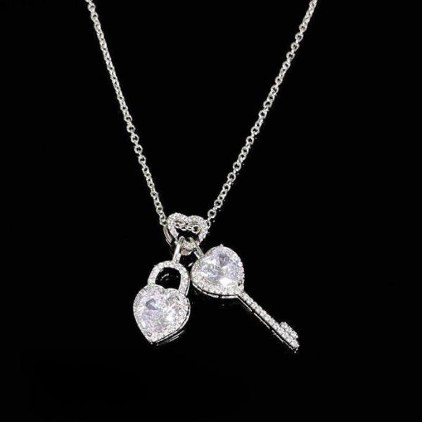 18K Platinum Plated Zircon Love Heart Necklace