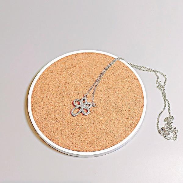 18K Platinum Plated Silver Flower Glitter Necklace