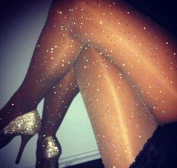 Multi Rhinestones Silky Shimmering Pantyhose