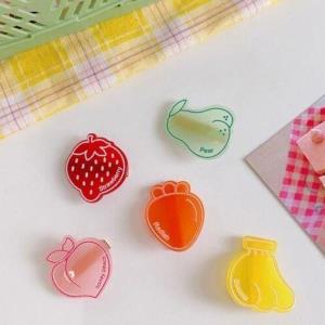 5 Cute Cartoon Acrylic Fruit Hair Clips