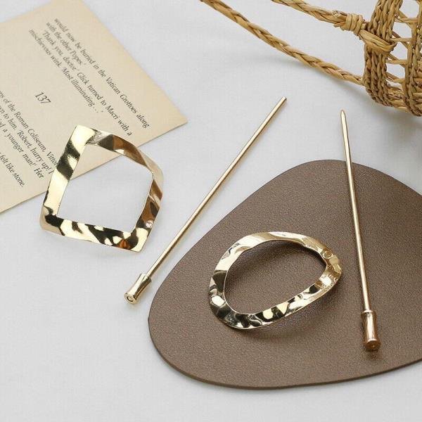 Geometric Metal Chopstick Hair Clip