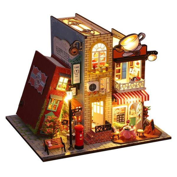 DIY Wooden Book Villa Music Miniature Dollhouse