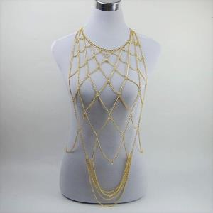 Rectangle Gem Tassel Bra Chest Body Chain 