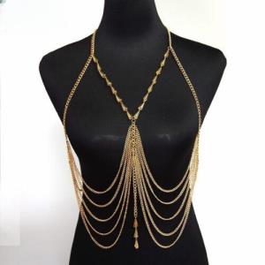 Gold Tassel Crossbody Body Chain