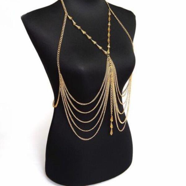 Gold Tassel Crossbody Body Chain