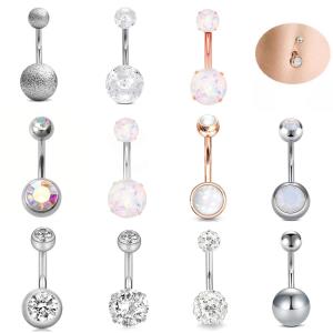 Stainless Steel Opal Belly Button Ring