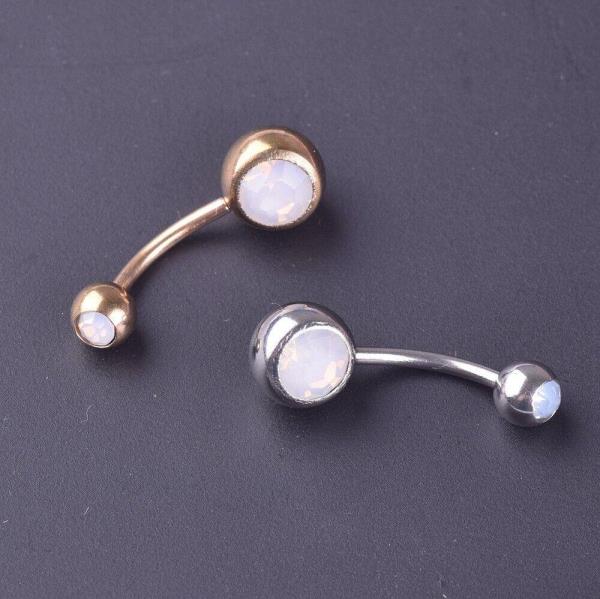 Stainless Steel Opal Belly Button Ring