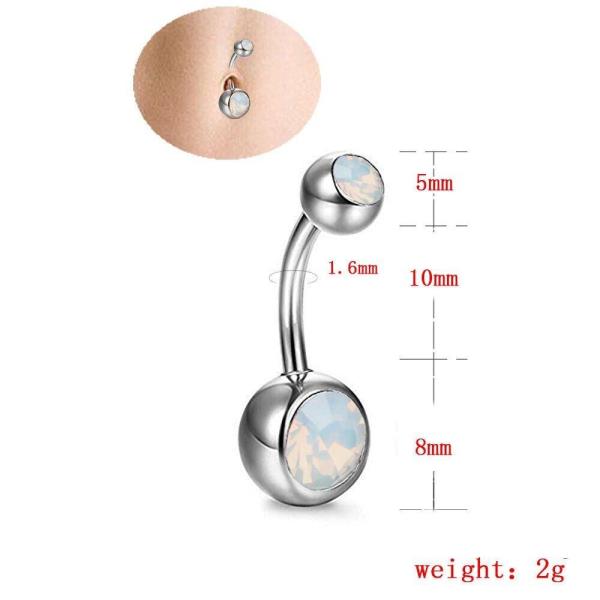 Stainless Steel Opal Belly Button Ring