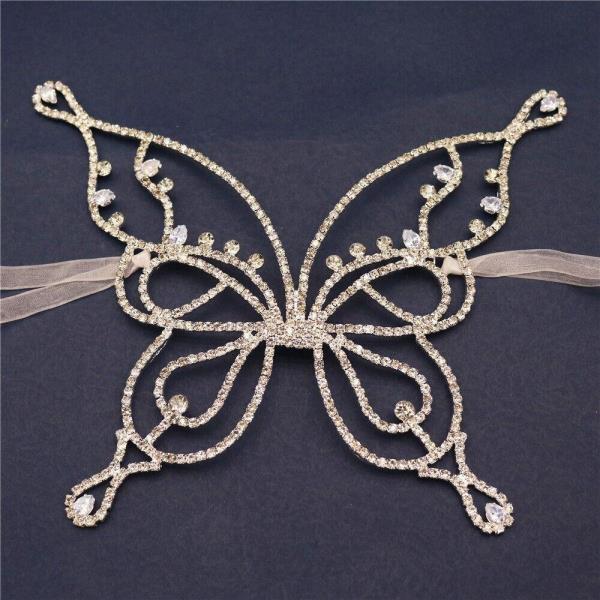 Silver Plated Rhinestone Butterfly Costume Party Mask