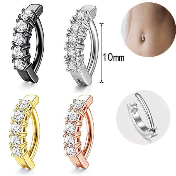 Stainless Steel Crystal Navel Curved Belly Button