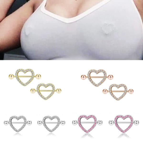 1 Pair Heart Stainless Steel Nipple Piercings