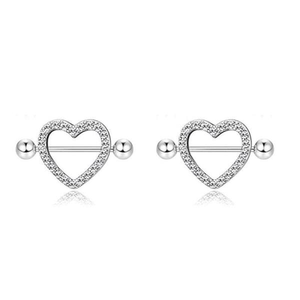 1 Pair Heart Stainless Steel Nipple Piercings