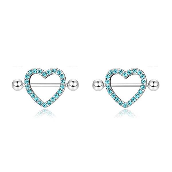 1 Pair Heart Stainless Steel Nipple Piercings