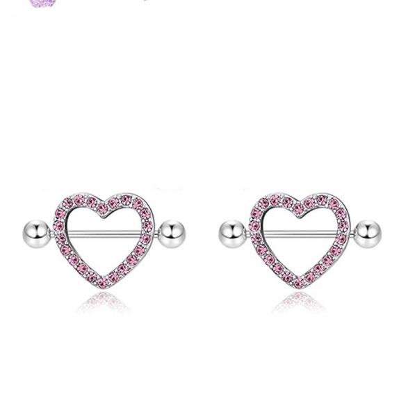 1 Pair Heart Stainless Steel Nipple Piercings