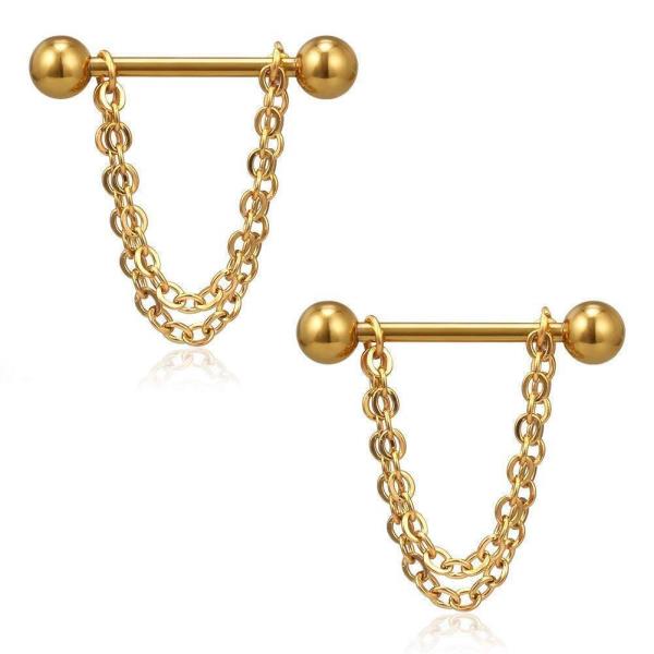 1 Pair Stainless Steel Nipple Piercing Chains