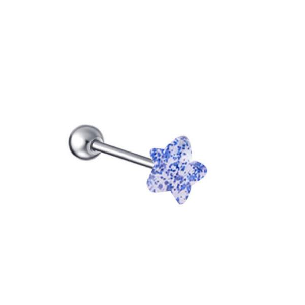 Stainless Steel Sequins Acrylic Star Bar Tongue Ring