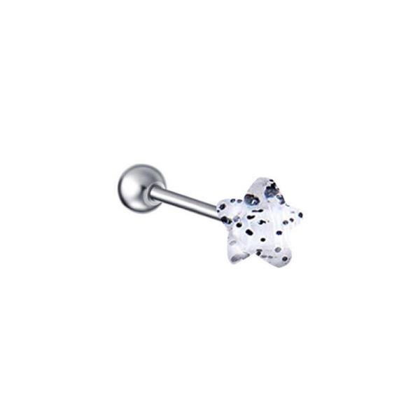 Stainless Steel Sequins Acrylic Star Bar Tongue Ring