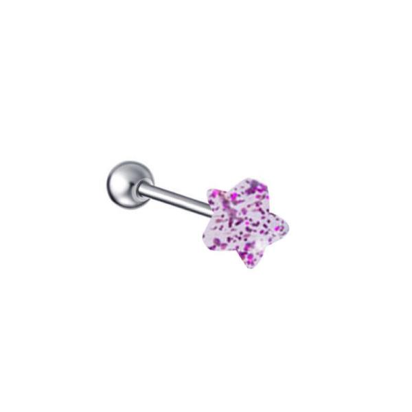 Stainless Steel Sequins Acrylic Star Bar Tongue Ring